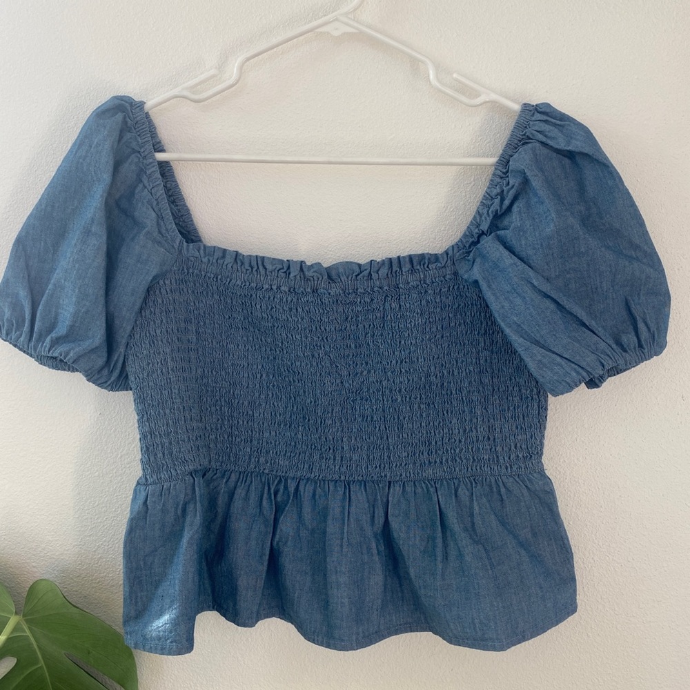 Jcrew denim peplum top